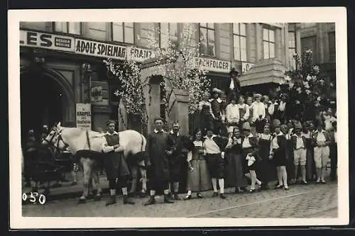 Foto-AK Wien, Festzug-Wagen auf Höhe Franz-Josefs-Kai 47