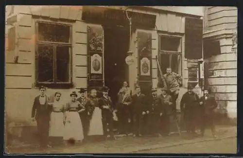 Foto-AK Wien, Gasthaus J. Frank, Fahnengasse