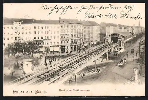 AK Berlin-Kreuzberg, U-Bahnhof Kottbussertor mit Geschäften