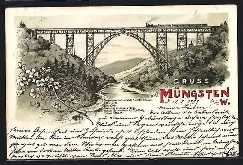 AK Müngsten a.d. W., Kaiser Wilhelm Eisenbahnbrücke
