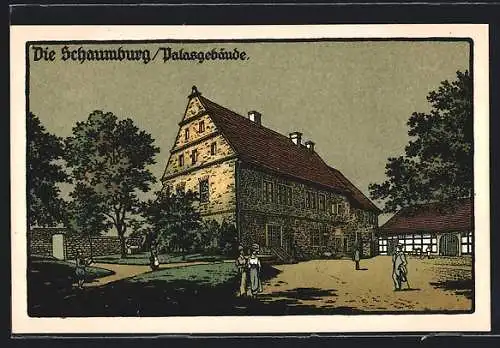 Steindruck-AK Rinteln, Palasgebäude der Schaumburg