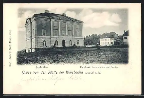 AK Platte bei Wiesbaden, Forsthaus-Restaurant und Pension mit Jagdschloss