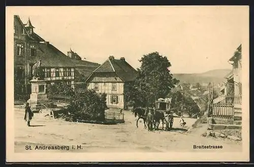 AK St. Andreasberg i. H., Breitestrasse mit Denkmal