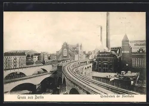 AK Berlin-Kreuzberg, Gleisdreieck der Hochbahn