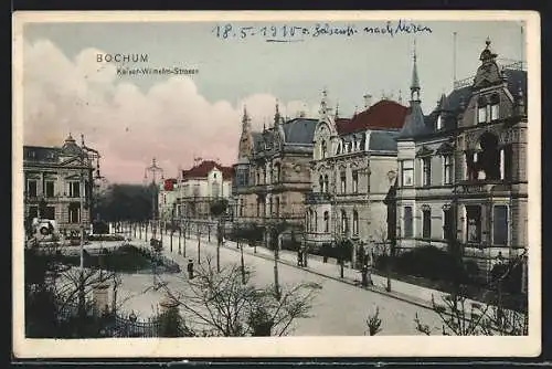 AK Bochum, Kaiser-Wilhelm-Strasse mit Denkmal