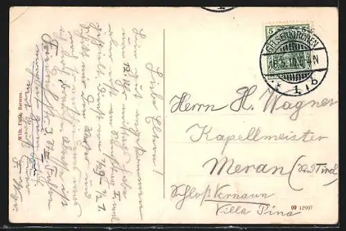 AK Bochum, Kaiser-Wilhelm-Strasse mit Denkmal