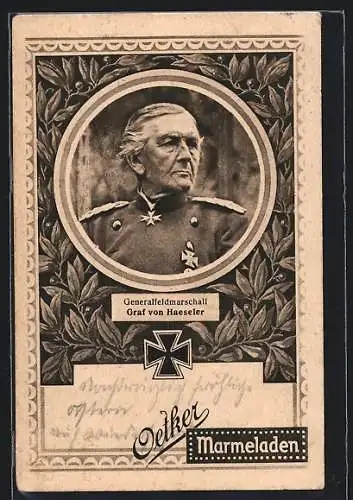 AK Generalfeldmarschall Graf von Haeseler in Uniform