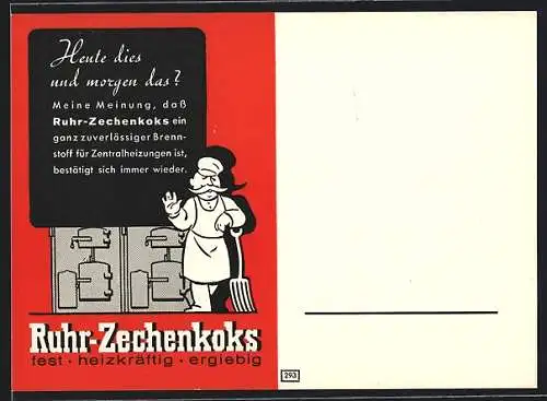 AK Arbeiter vor Brennöfen, Reklame für Ruhr-Zechenkoks