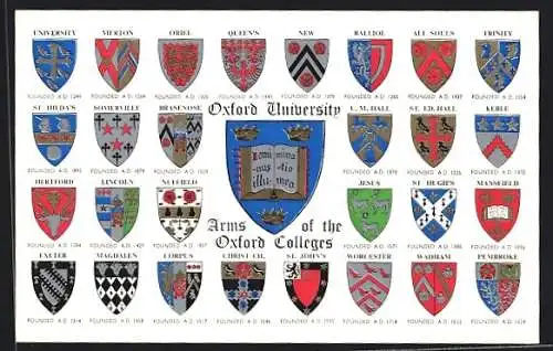 AK Oxford, Arms of the Oxford Colleges, Studentenwappen