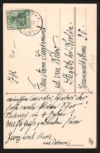 AK Kinder mit Geld-Fahne, Neujahrsgruss