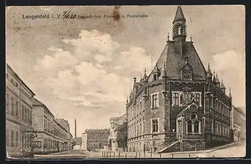 AK Lengenfeld / Vogtland, Kaiserliches Postamt und Poststrasse