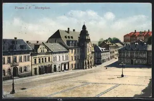 AK Treuen i. V., Marktplatz mit Stadtkeller