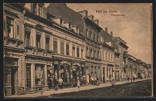 AK Kehl am Rhein, Hauptstrasse mit Badenia-Drogerie