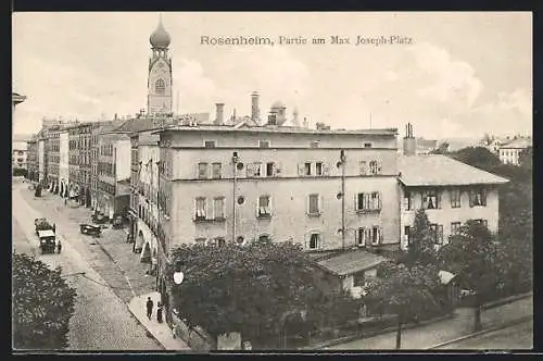 AK Rosenheim / Bayern, Strassenpartie am Max Joseph-Platz