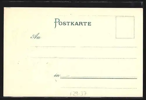 Passepartout-Lithographie: Höchenschwand /Schwarzwald, Teilansicht, Wappen