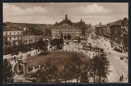 AK Berlin, Alexanderplatz mit Strassenbahn