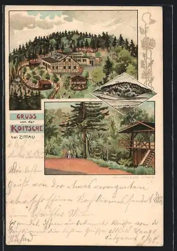 Lithographie Hörnitz, Gasthaus auf der Koitsche