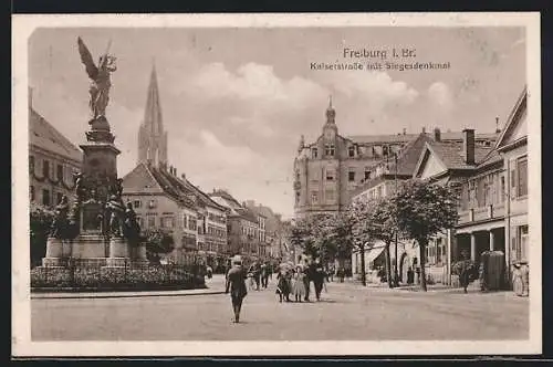 AK Freiburg / Breisgau, Kaiserstrasse mit Siegesdenkmal