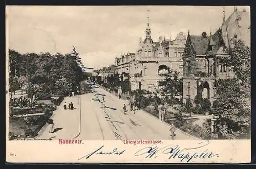 AK Hannover, Partie an der Thiergartenstrasse