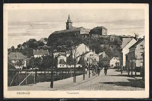 AK Siegburg, Teilansicht der Ortschaft mit Burg