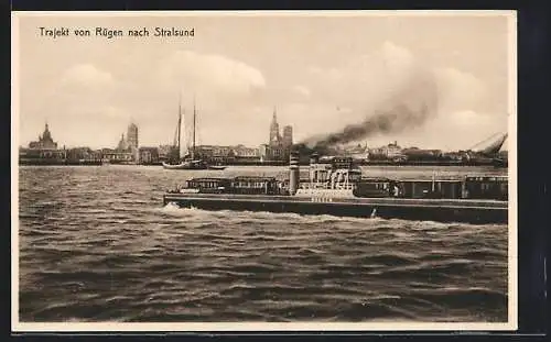 AK Trajekt von Rügen nach Stralsund, Fährschiff Rügen