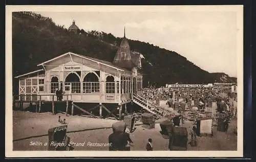 AK Sellin a. Rügen, Aussenansicht Strand Restaurant u. Umgebung