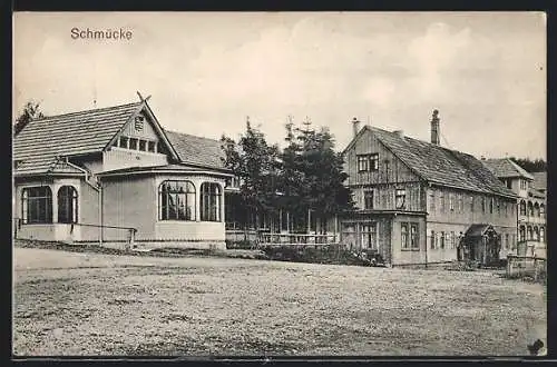 AK Schmücke, Strassenpartie vor einem Gasthaus