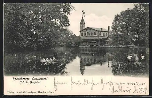 AK Hamburg-Bergstedt, Ruderboot auf dem Wasser, Rodenbecker Quellental