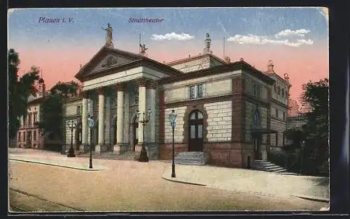 AK Plauen / Vogtland, Blick zum Stadttheater