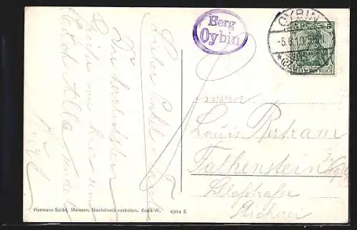 AK Oybin, Blick auf den Ort, Waldpartie