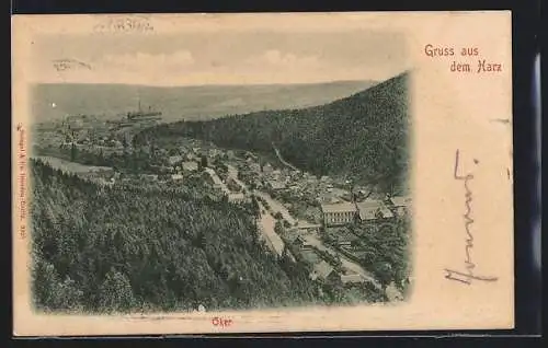 AK Oker /Harz, Gesamtansicht aus der Vogelschau