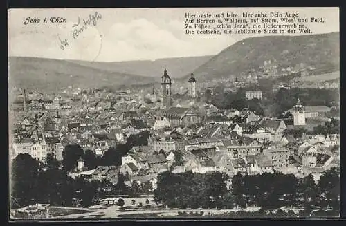 AK Jena i. Thür., Ortsansicht mit Uhrturm