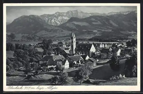 AK Blaichach /bayr. Allgäu, Ortsansicht mit Kirche