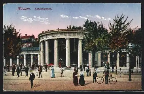 AK Aachen, Elisenbrunnen mit Passanten und Fahrrad