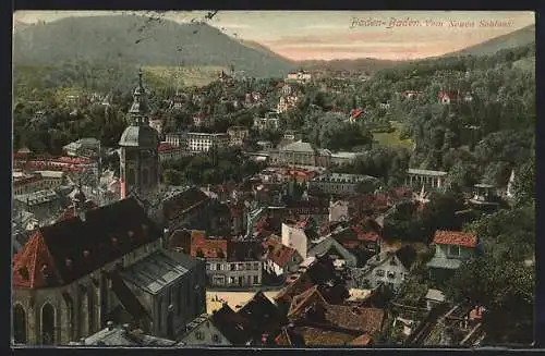 AK Baden-Baden, Ort vom Neuen Schloss aus gesehen