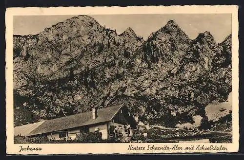 AK Jachenau /bayer. Hochgebirge, Hintere Scharnitz-Alm mit Achselköpfen