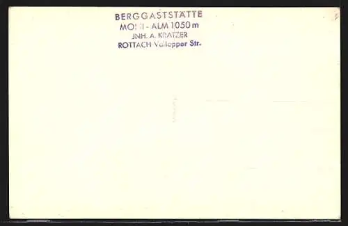 AK Rottach, Berggaststätte Moni-Alm, Vallopper Strasse