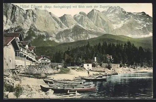 AK Eibsee, Hotel Eibsee mit Blick nach der Zugspitze