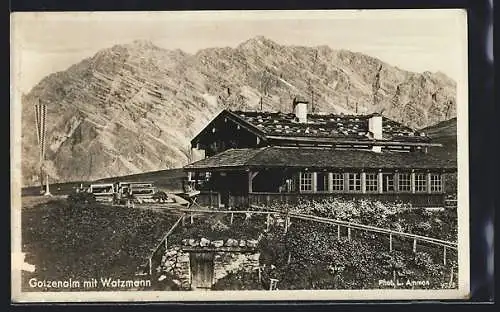 AK Berchtesgaden, Gasthaus Gotzenalm gegen Watzmann