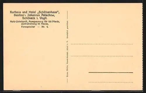 AK Schöneck i. Vogtl., Kurhaus und Hotel Schützenhaus