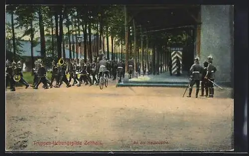 AK Zeithain, Musikkorps auf dem Truppenübungsplatz, an der Hauptwache