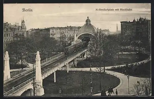 AK Berlin-Schöneberg, Nollendorfplatz mit U-Bahnhof, Hochbahn
