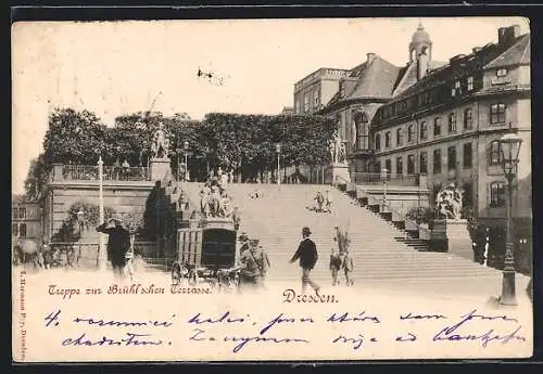 AK Dresden, Treppe zur Brühlschen Terrasse