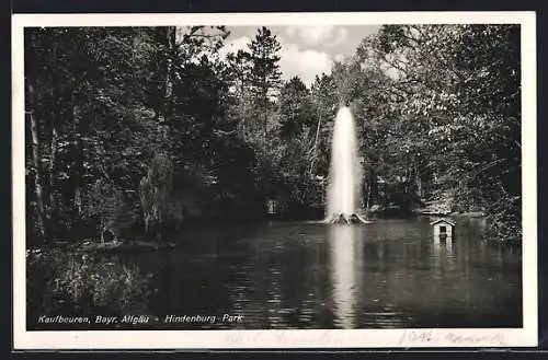 AK Kaufbeuren /Bayr. Allgäu, Hindenburg-Park mit Fontäne