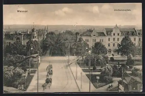 AK Weimar / Thüringen, Jubilaeumsplatz mit Hotel Kaiserin Augusta