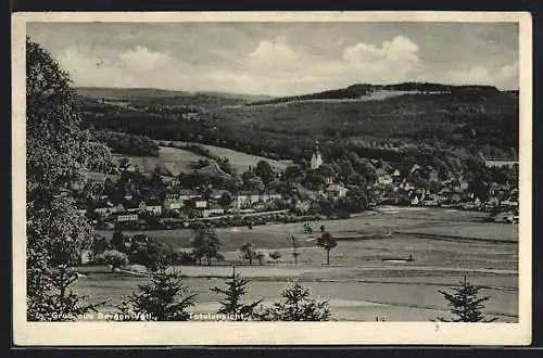 AK Bergen /Vgtl., Totalansicht mit Kirche