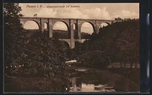 AK Plauen i. V., Elstertalbrücke bei Jocketa