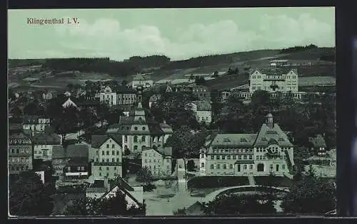 AK Klingenthal, Teilansicht mit Polizeiwache und Gasthof Ratskeller