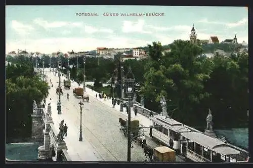 AK Potsdam, Kaiser Wilhelm-Brücke mit Strassenbahn