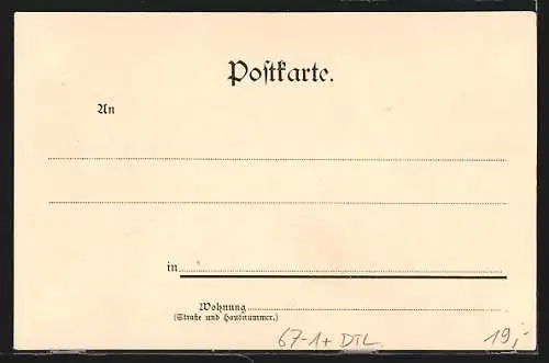 Künstler-AK Kaufbeuren, Landwirtschaftliche Ausstellung 1901, Bauer schärft sein Sensenblatt